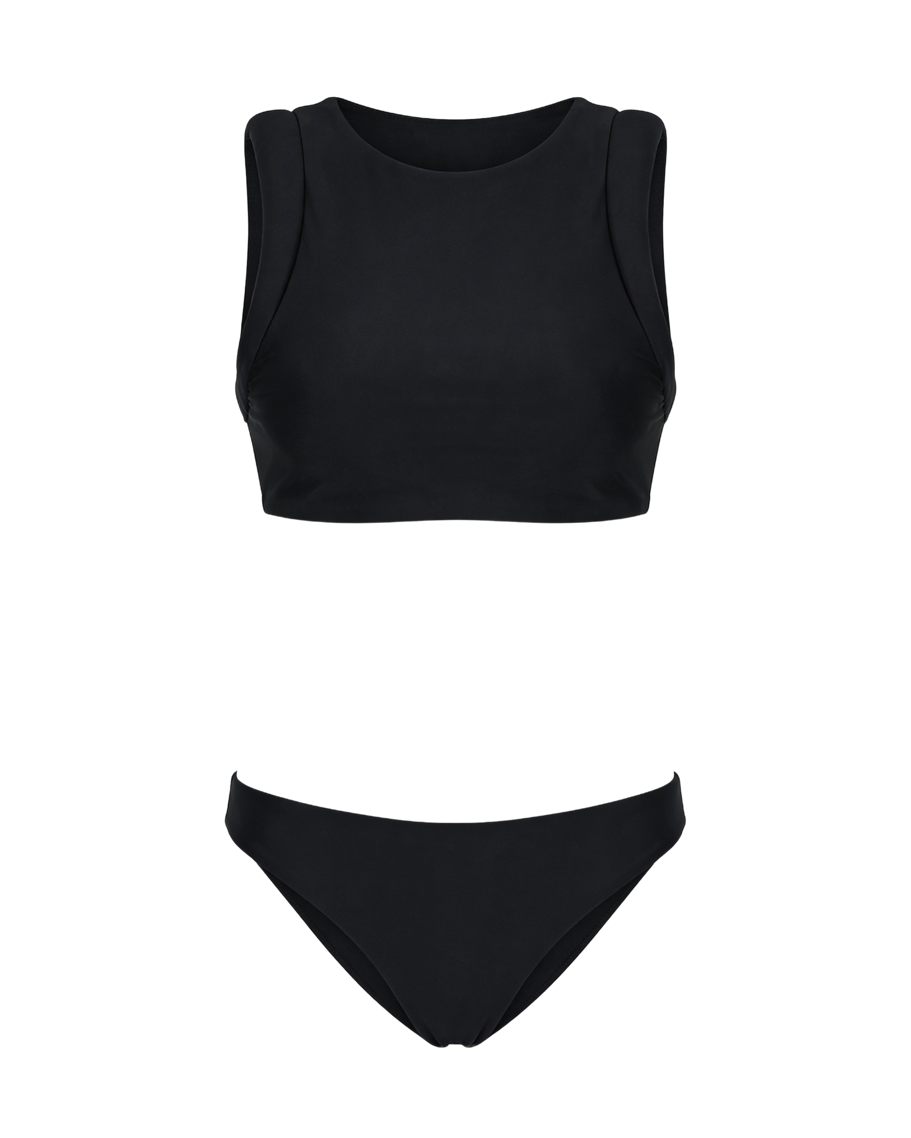 Black bikini set on a white background