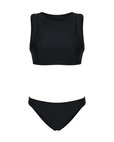 Black bikini set on a white background