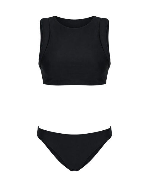 Black bikini set on a white background